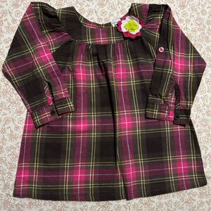 Carter's Pink and Brown Plaid Dress with Floral Detail